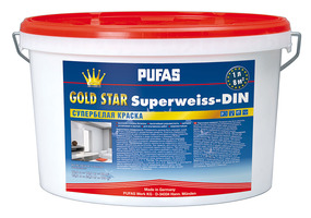 ПУФАС GOLD STAR 12 Краска акрилатная супербелая полумат. мороз. (9л=11,60кг)